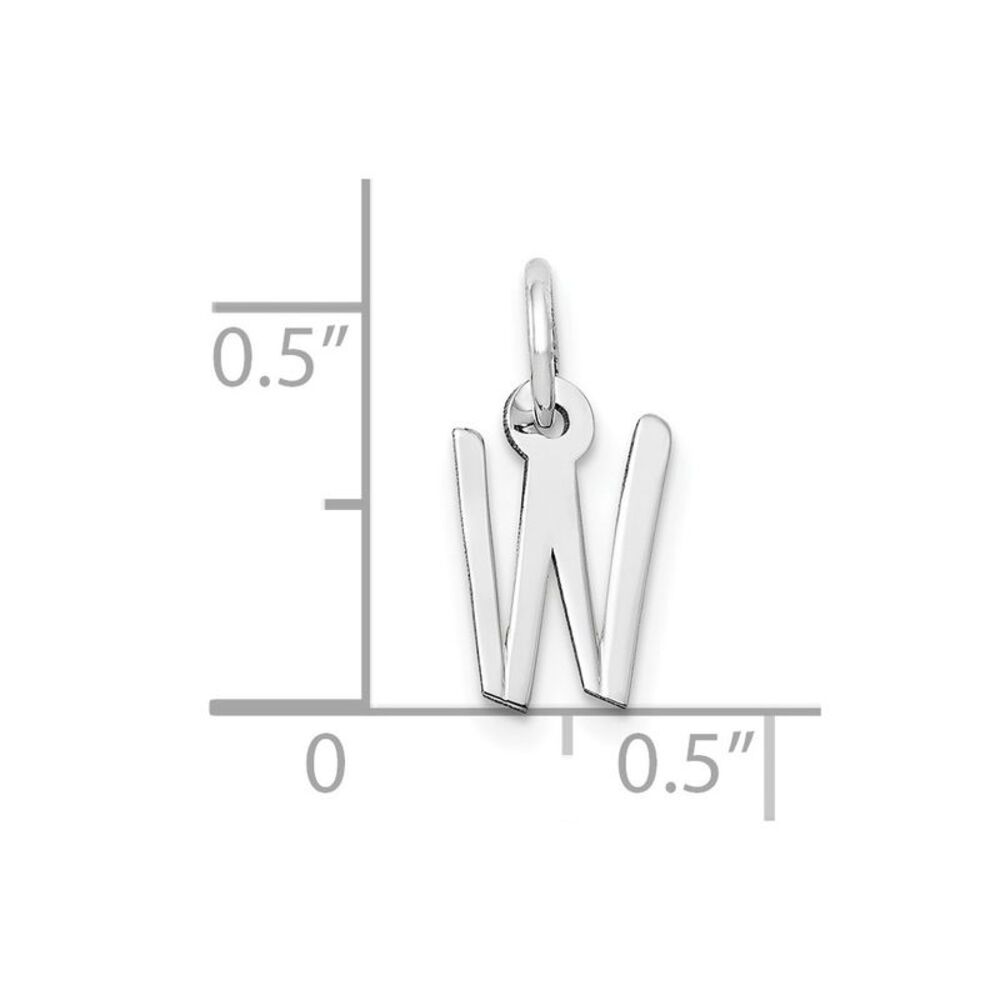 10k White Gold Small Slanted Block Initial W Char - image 2